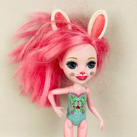 Enchantimals Pink Girl Doll Blue Outfit Bunny Head Blue Eyes 7 Inch Pretend Play - Picture 2 of 4